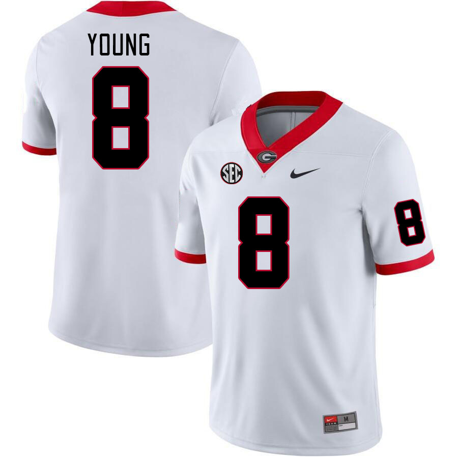 Men #8 Colbie Young Georgia Bulldogs College Football Jerseys Stitched-White